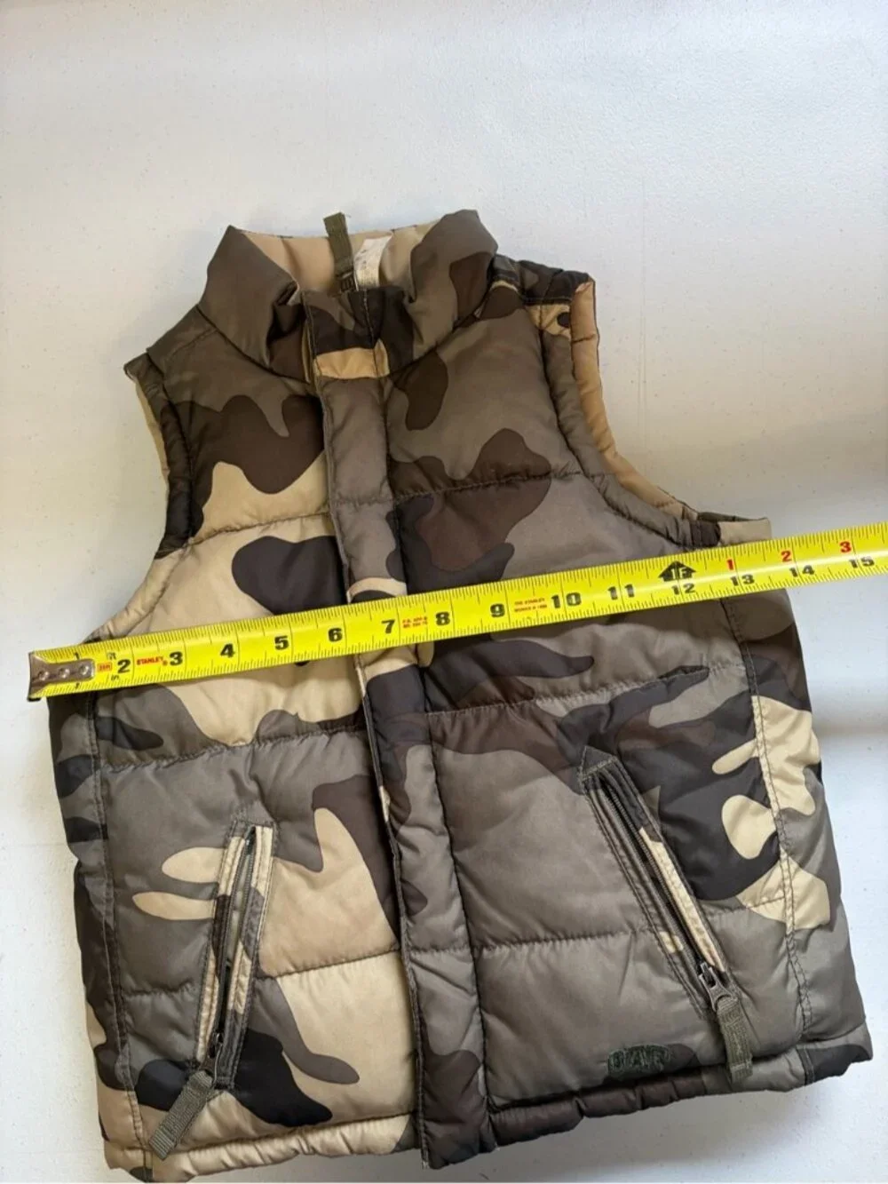 Baby Gap Toddler Reversible Camo Puffer Vest Brown Tan Zip Pockets boy size 2t